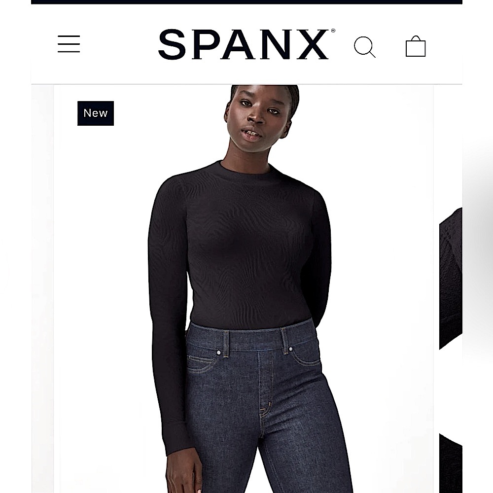 Spanx Women’s Seamless Base Layer Top Fitted Black Swirl Texture Long Sleeve XS